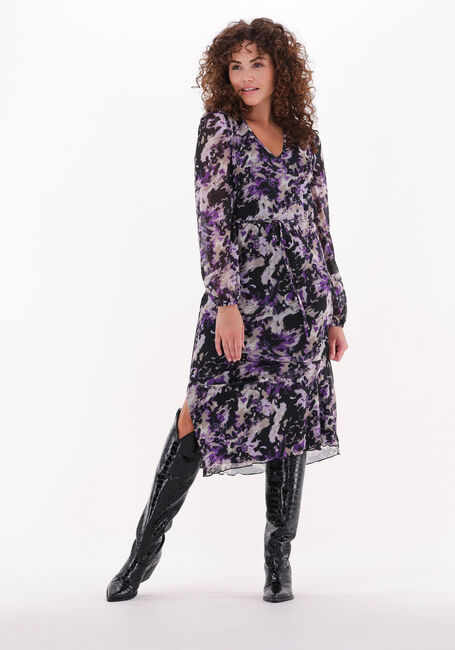 Paarse FREEBIRD Midi jurk MALIA LS DRESS - large