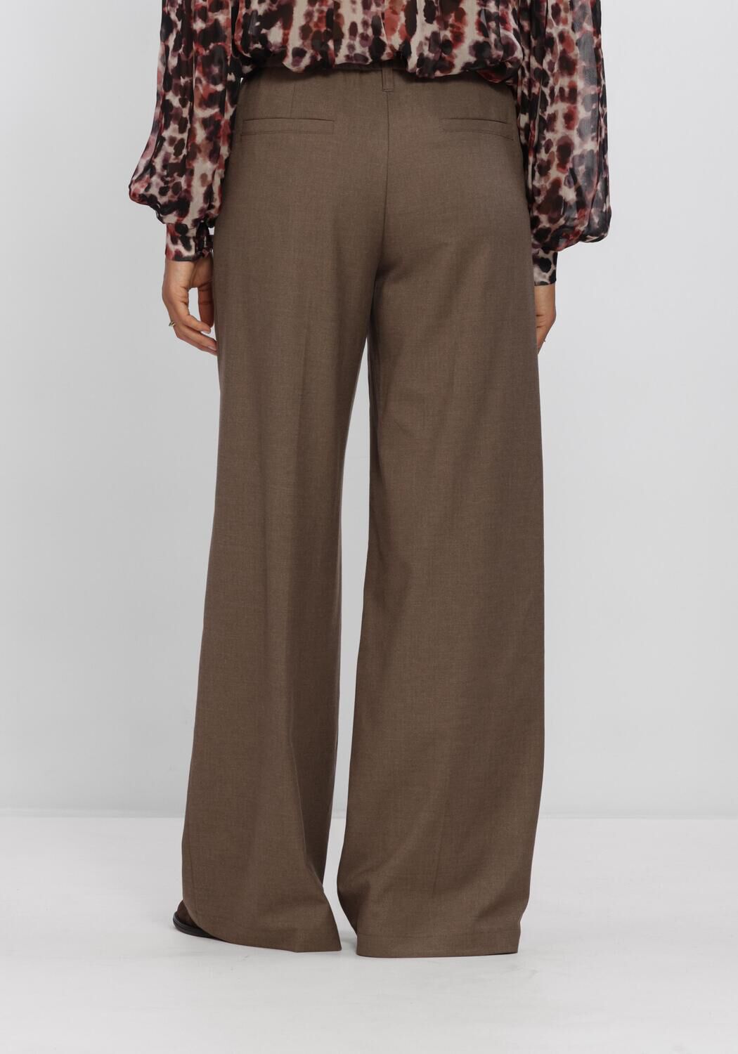 Bruine SUMMUM Wijde broek TROUSERS WIDE LEG TWILL - large
