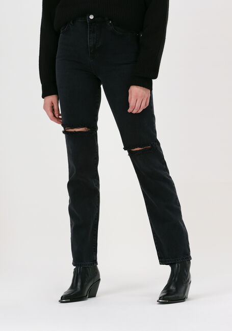 Zwarte NA-KD Straight leg jeans DESTROYED STRAIGHT DENIM - large