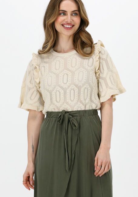 Beige OBJECT Top CILA S/S KNIT PULLOVER - large