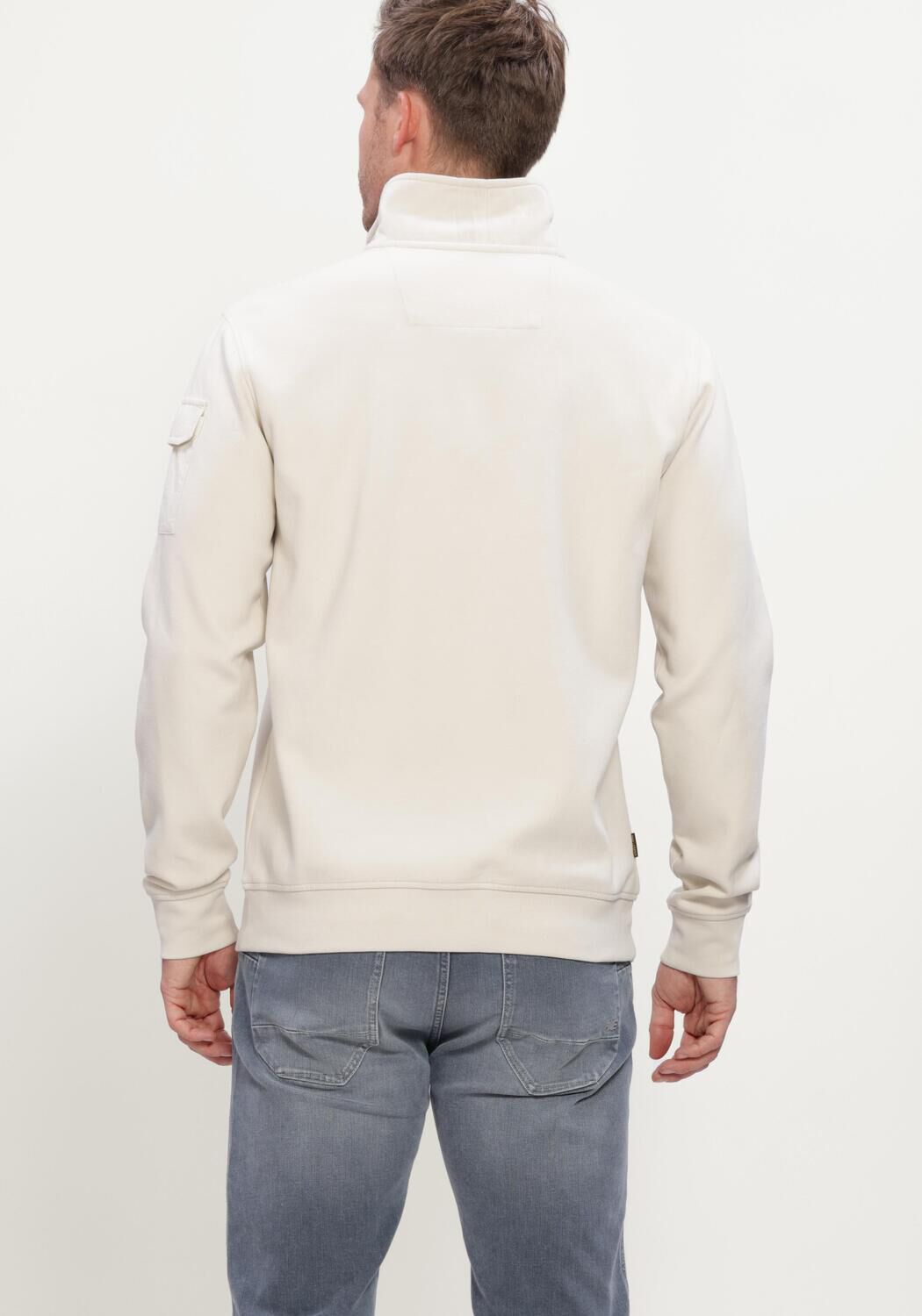 Ecru PME LEGEND Trui HALF ZIP COLLAR INTERLOCK JERSEY - large