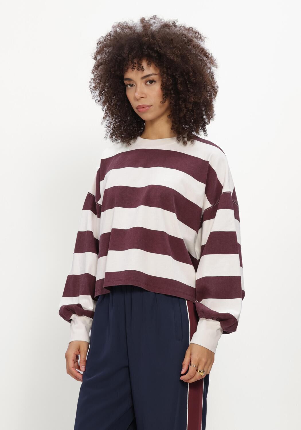 Bordeaux CATWALK JUNKIE Top OVERSIZED STRIPED LONG SLEEVE - large