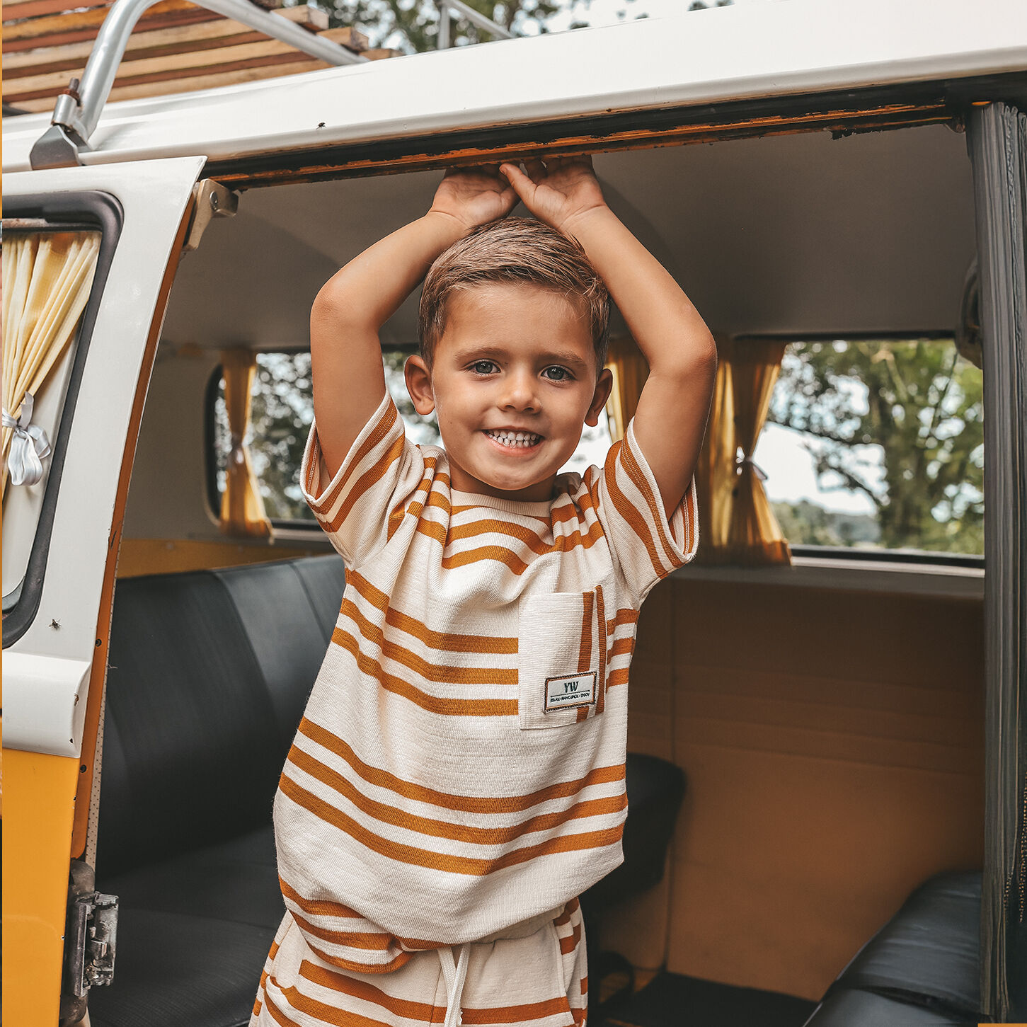 Beige YOUR WISHES T-shirt TRIAD STRIPE OVERSIZED TEE - large