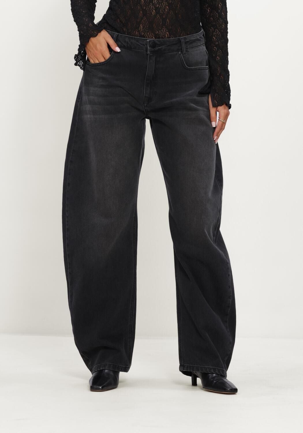 MY ESSENTIAL WARDROBE Dames Jeans Barrel Mwremmie 139 Antraciet