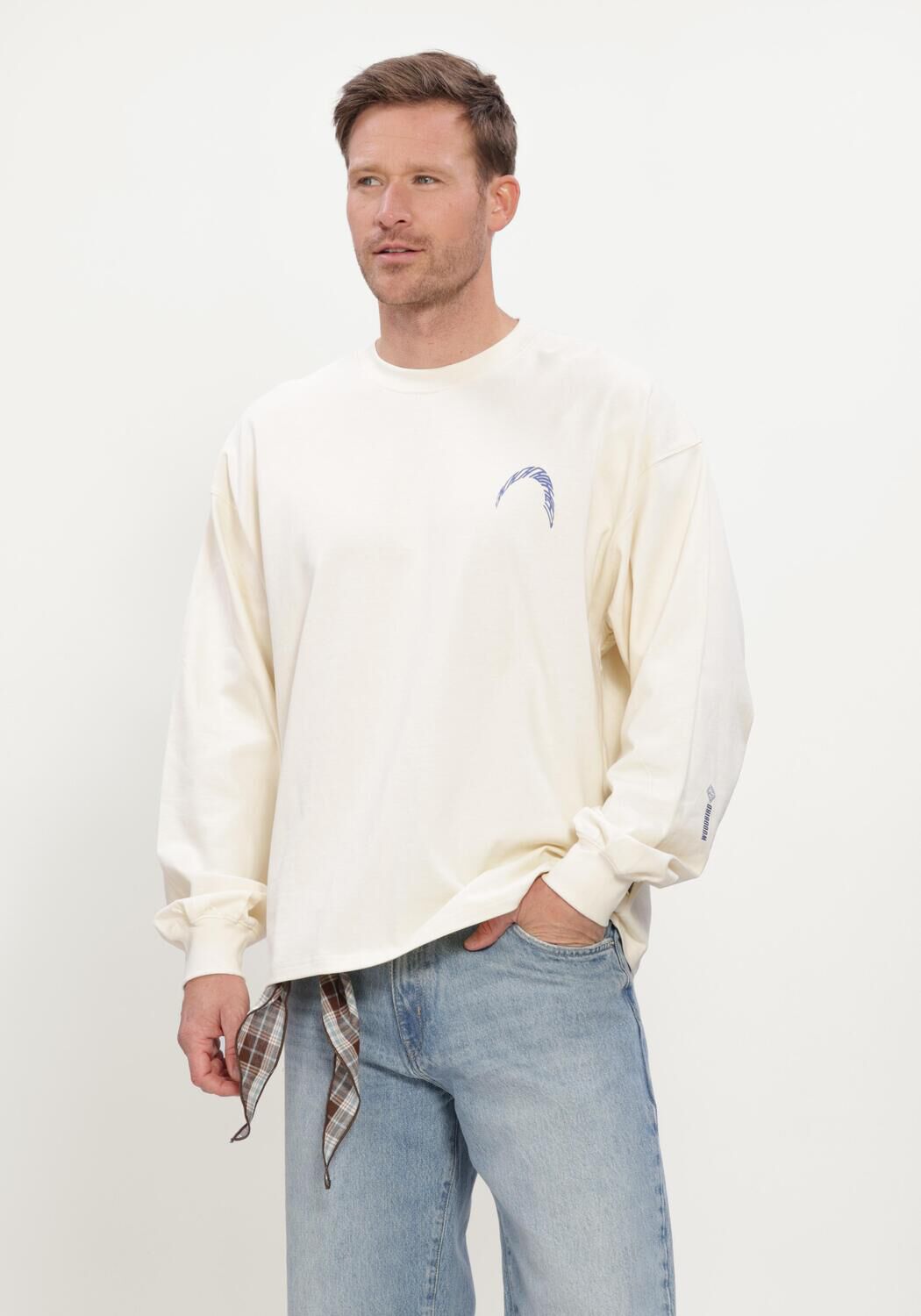 Creme WOODBIRD Trui WBBEAM LS WARP TEE - large