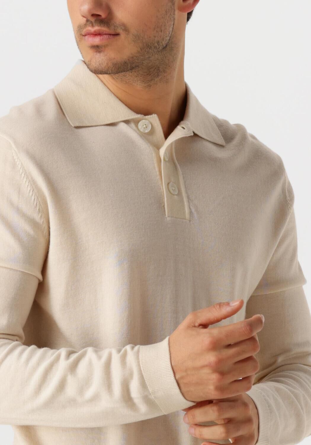 SELECTED HOMME Heren Truien & Vesten Slhtray Ls Knit Merino Polo Beige