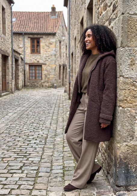 Bruine NUKUS Mantel MIRTHE COAT BOUCLE - large