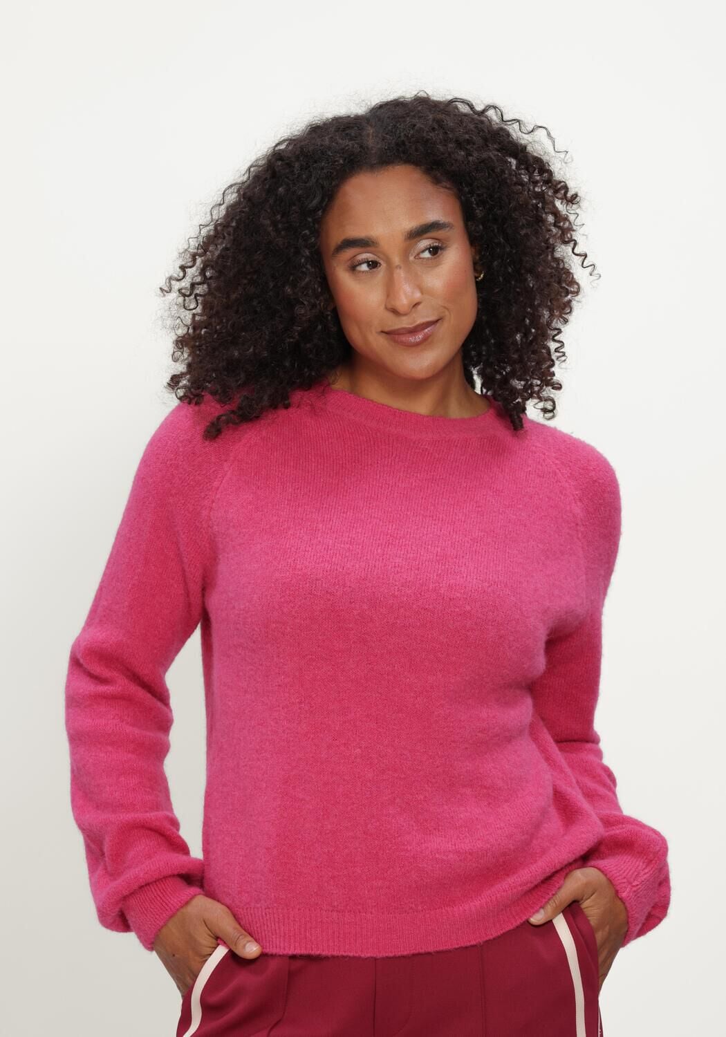 Fuchsia POM AMSTERDAM Trui MILOU ULTRA PINK - large