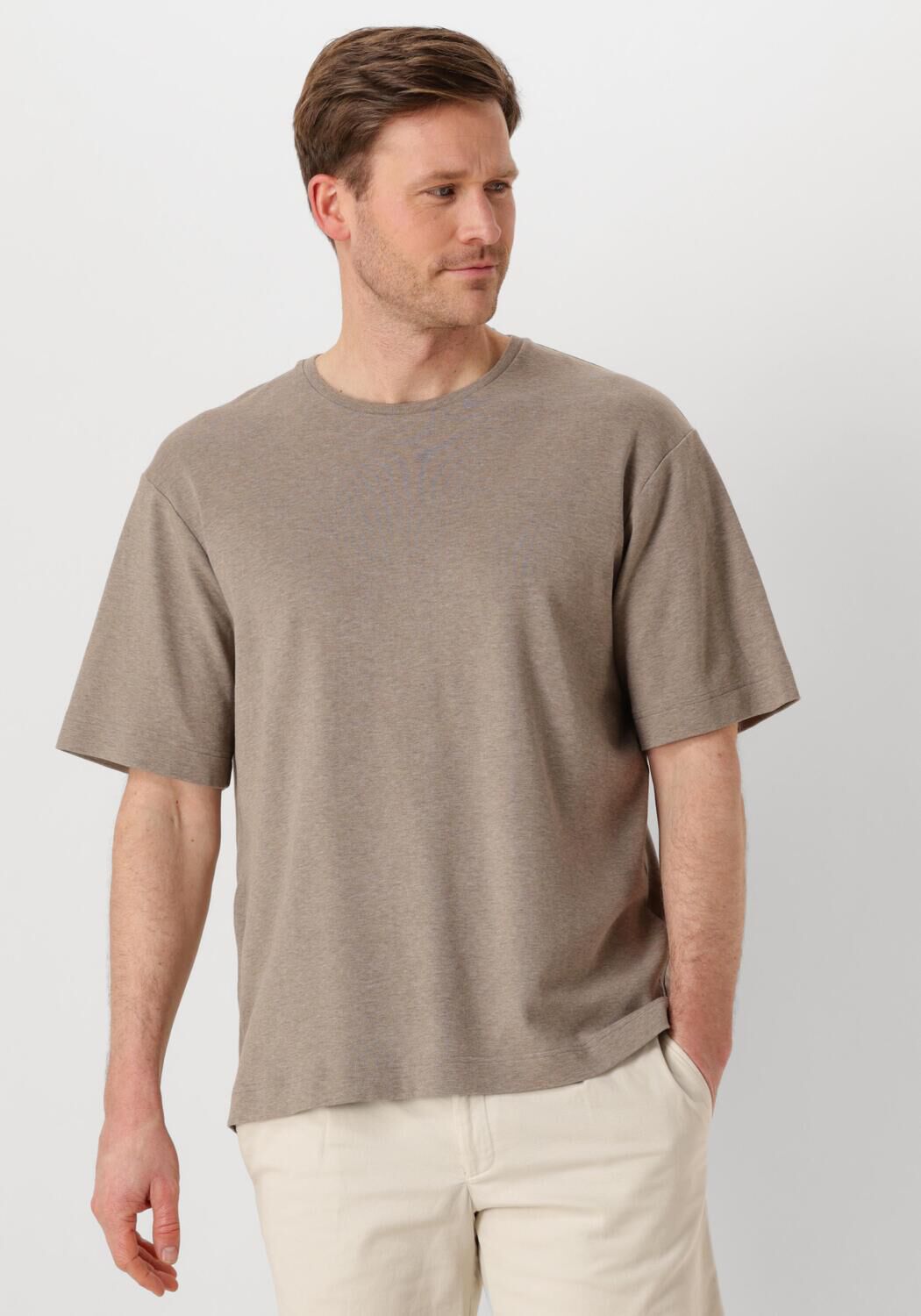 PROFUOMO Heren Polo's & T-shirts T-shirt Crewneck Oversized Ss Taupe