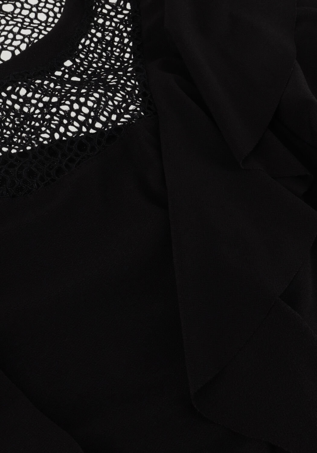 Zwarte SUMMUM T-shirt SHORT SLEEVE RUFFLE TOP CREPE JERSEY - large