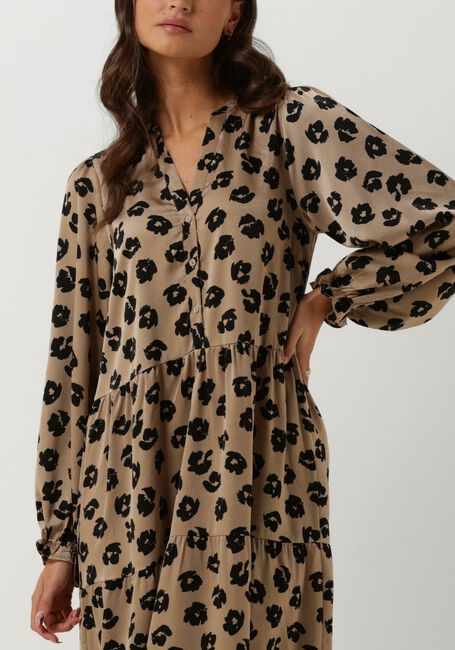 Taupe NEO NOIR Midi jurk LAYLI DISTRESSED DOT DRESS - large
