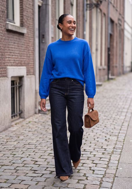 Blauwe TWNS Trui LONG PUFFED SLEEVES ROUND NECK JUMPER - large