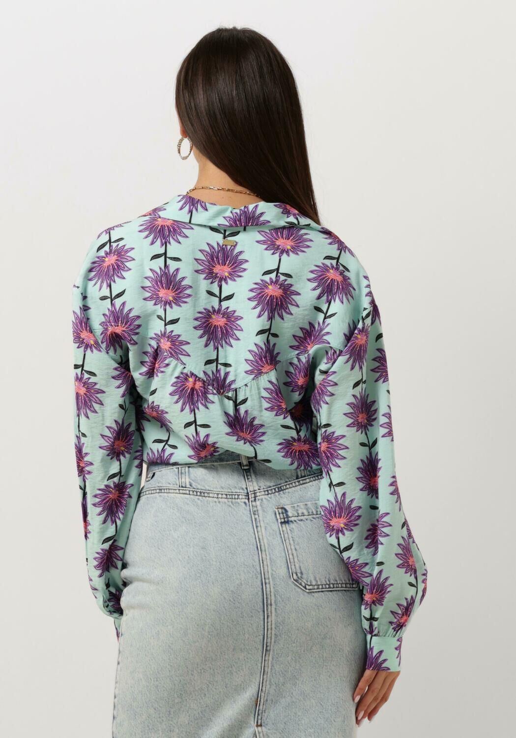 POM AMSTERDAM Dames Blouses Violet Flower Aqua Blouse Roest