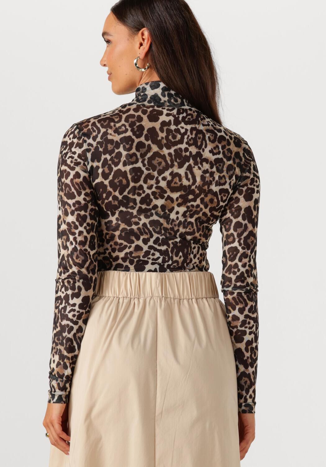 NOTRE-V Dames Tops & T-shirts Nv-ginny Leo Mesh Top Bruin