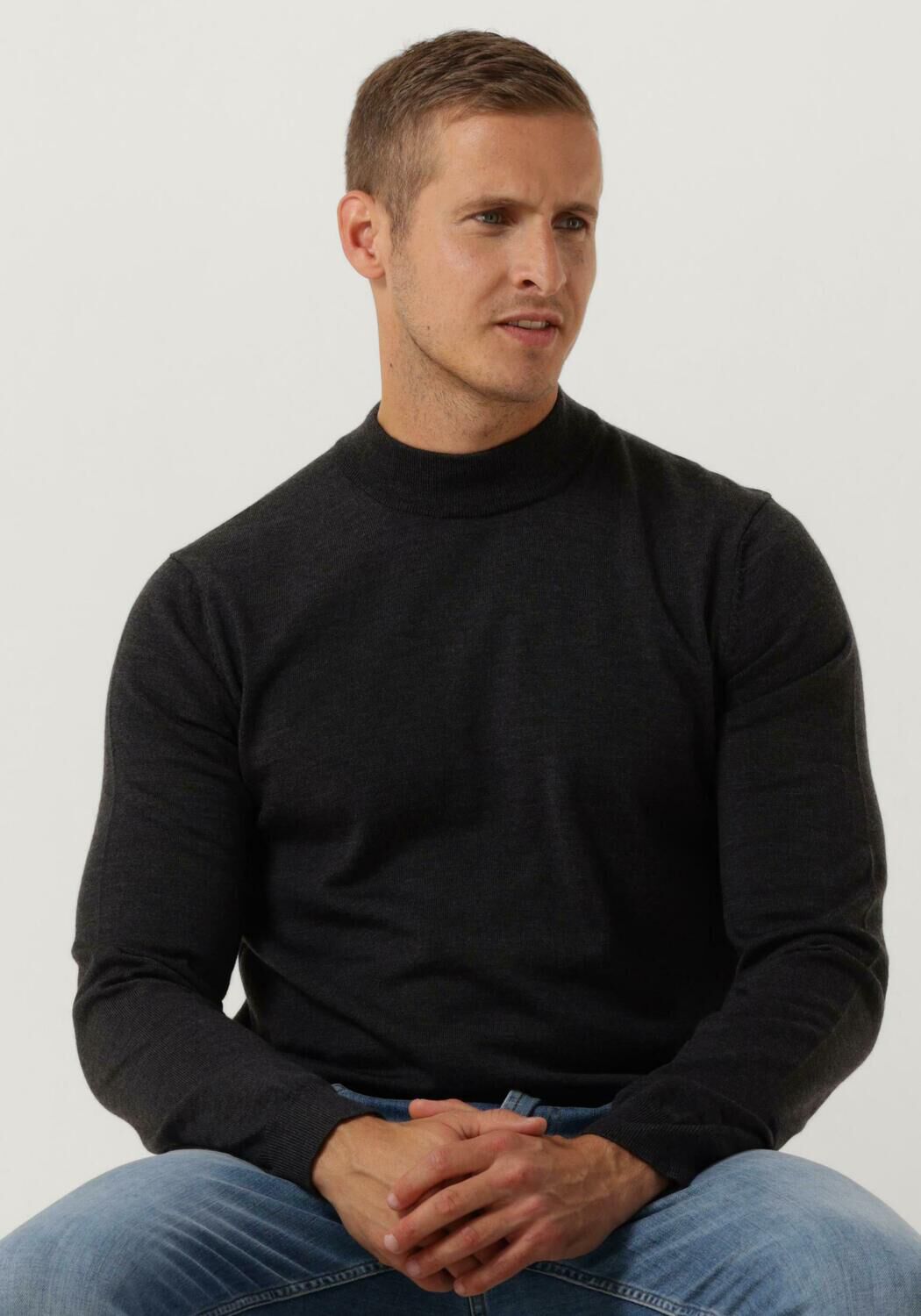 Hugo Boss Heren Wollen Trui San Matteo Model Gray Heren