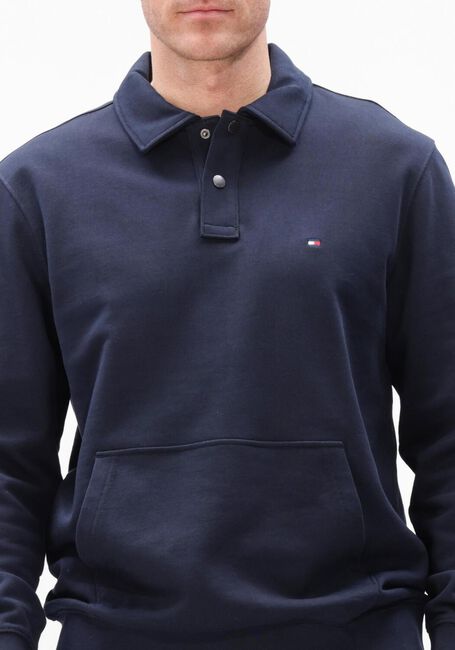 Donkerblauwe TOMMY HILFIGER Trui ESSENTIAL TERRY POLO SNAP SWEAT - large