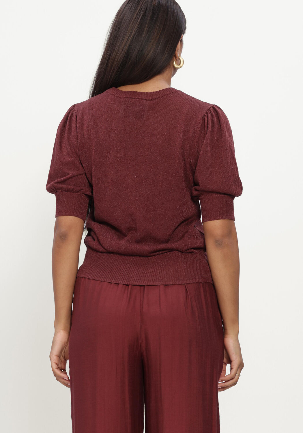 Bordeaux MINUS Trui MSLIVA PUFF SLEEVE METALLIC KNIT PULLOVER - large