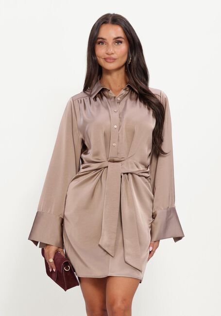Taupe NEO NOIR Mini jurk BIRIA HEAVY SATEEN DRESS - large
