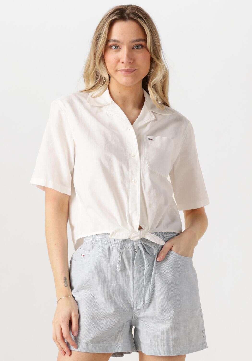 Tommy Jeans Relaxed fit overhemdblouse van een mix van katoen en linnen