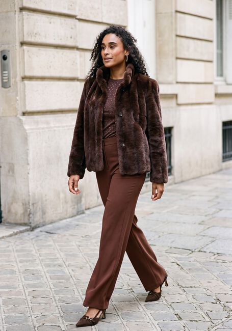Bruine STUDIO AR Faux fur jas SOLINE FAUX MINK STRIPE - large