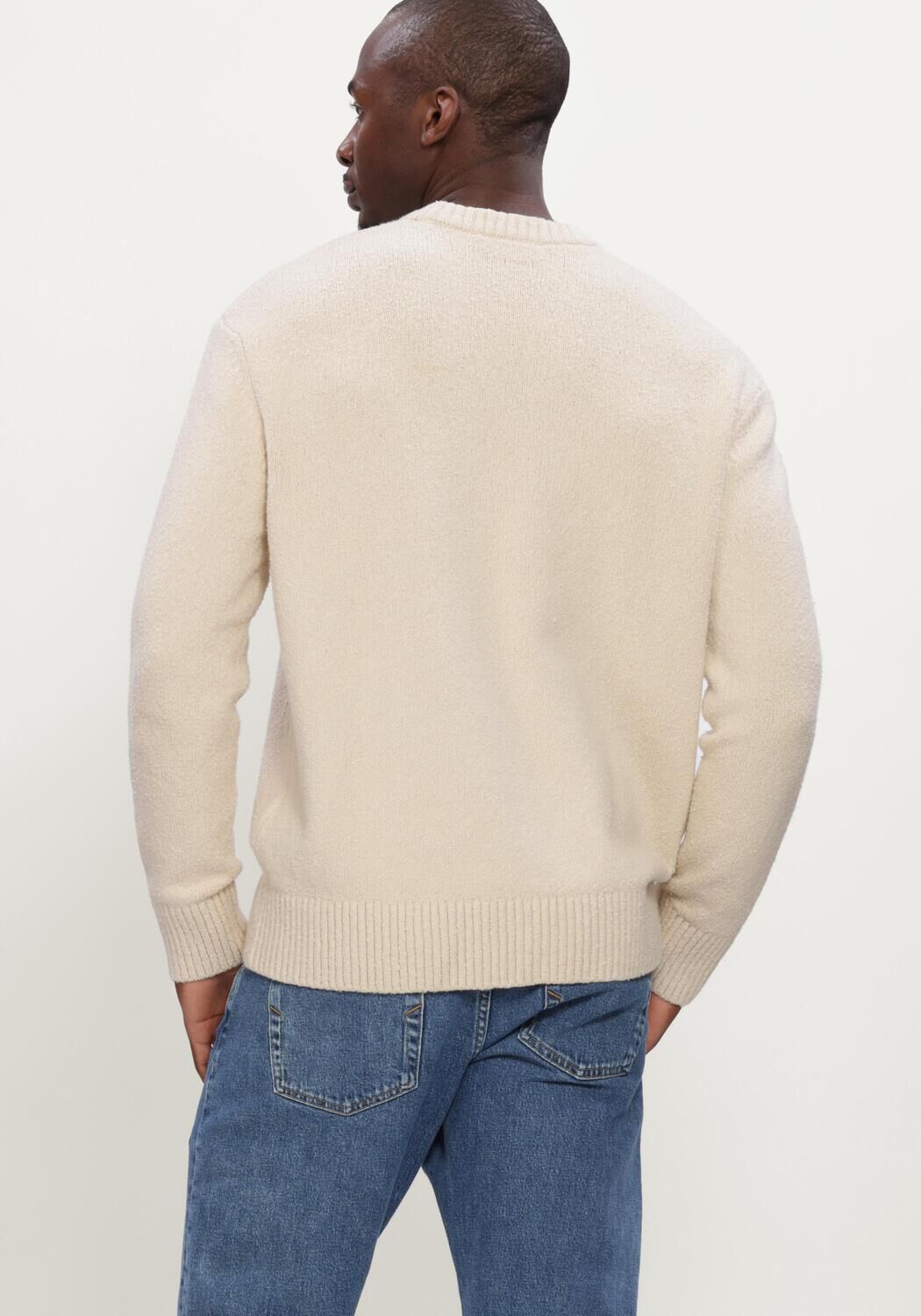 Beige SELECTED MEN Trui SLHALEX LS KNIT CREW NECK NOOS - large