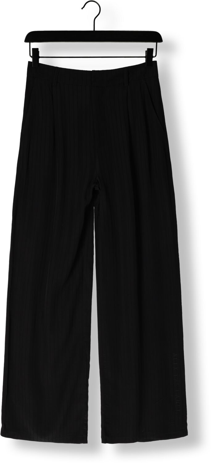 ALIX THE LABEL Dames Broeken Ladies Woven Stripy Wide Leg Pants Zwart