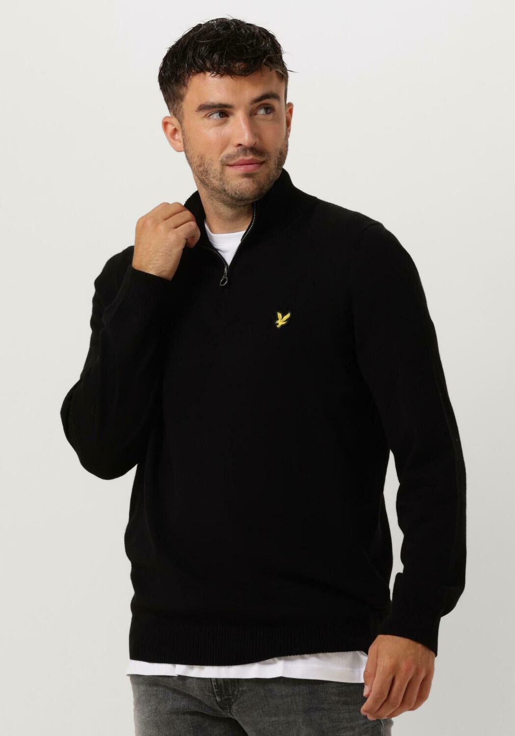 LYLE & SCOTT Heren Truien & Vesten Cotton Merino Quarter Zip Jumper Zwart