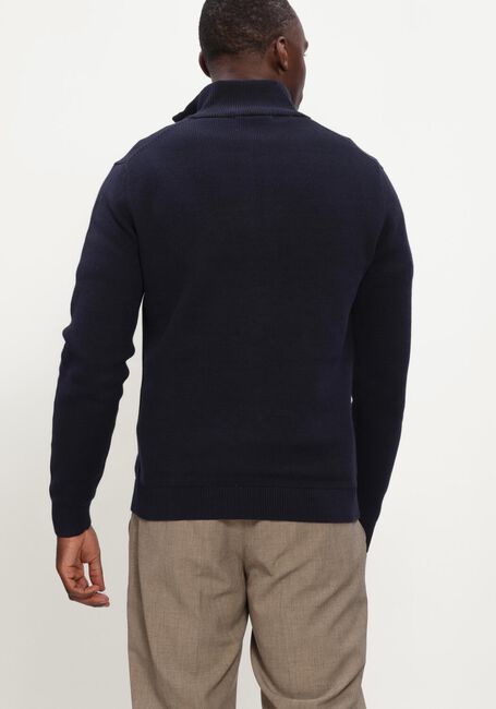 Donkerblauwe SELECTED MEN Trui SLHDANE LS KNIT STRUCTURE HALF ZIP NOOS - large