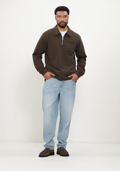 Bruine SELECTED MEN Trui SLMSCOTT LS HALF ZIP SWEAT - large