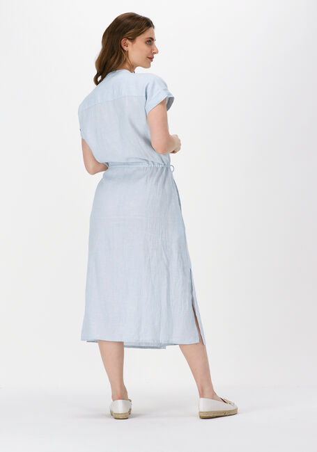 Lichtblauwe TOMMY HILFIGER Midi jurk LINEN MIDI SHIRT DRESS - large