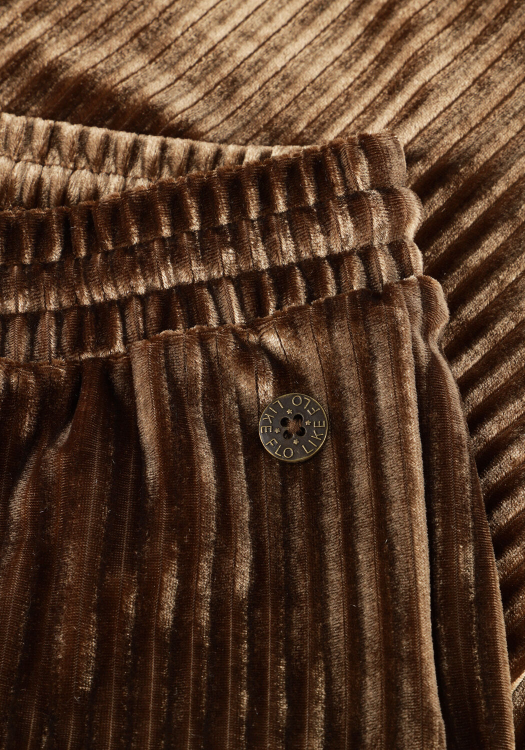 Bruine LIKE FLO Wijde broek FEM FLO VELVET - large