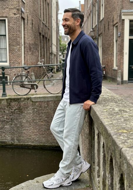 Donkerblauwe SELECTED MEN Vest SLHEMANUEL SOFT FULL ZIP SWEAT NOOS - large