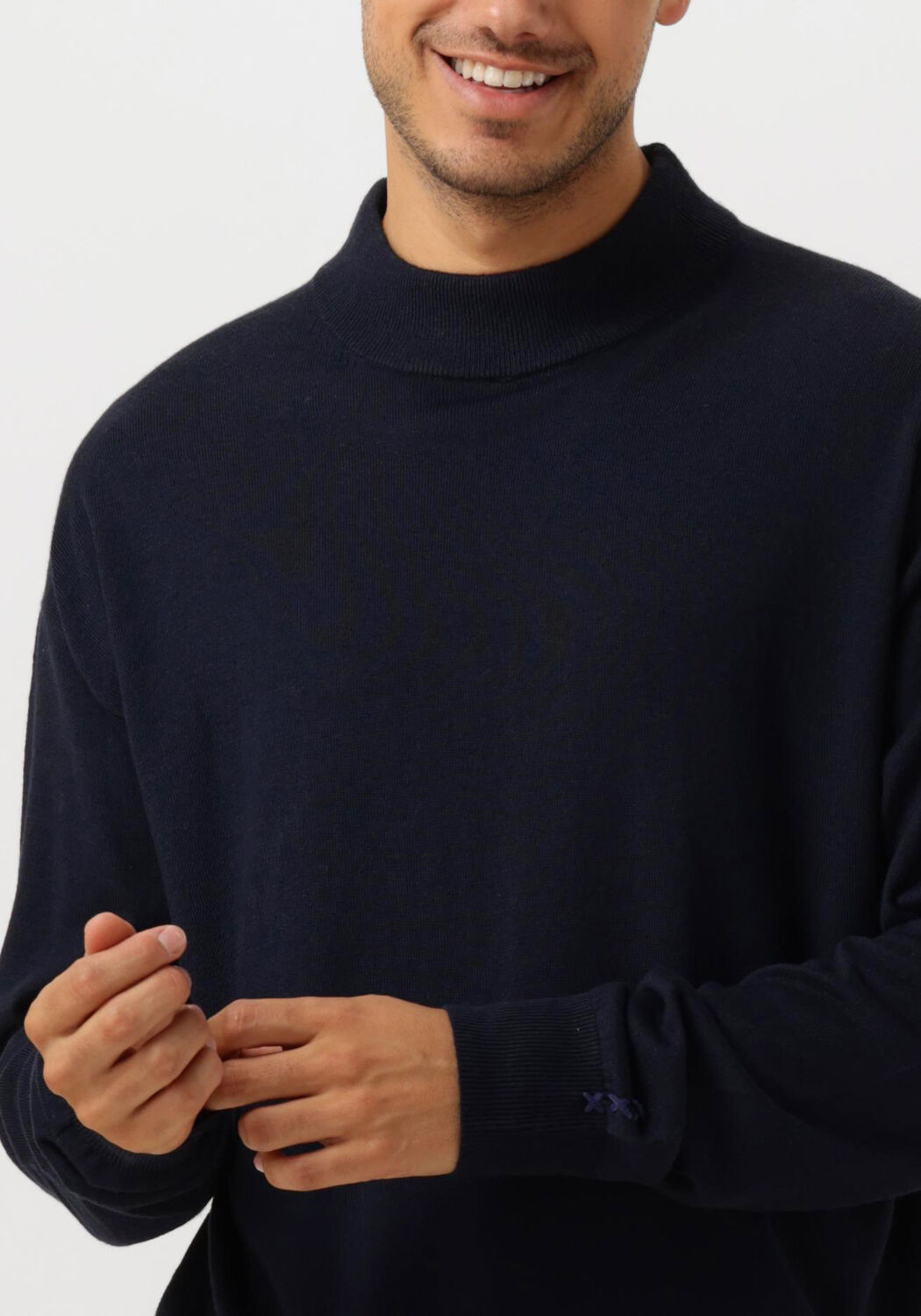 SCOTCH & SODA Heren Truien & Vesten Dropped Shoulder Mock Neck Pullover Donkerblauw