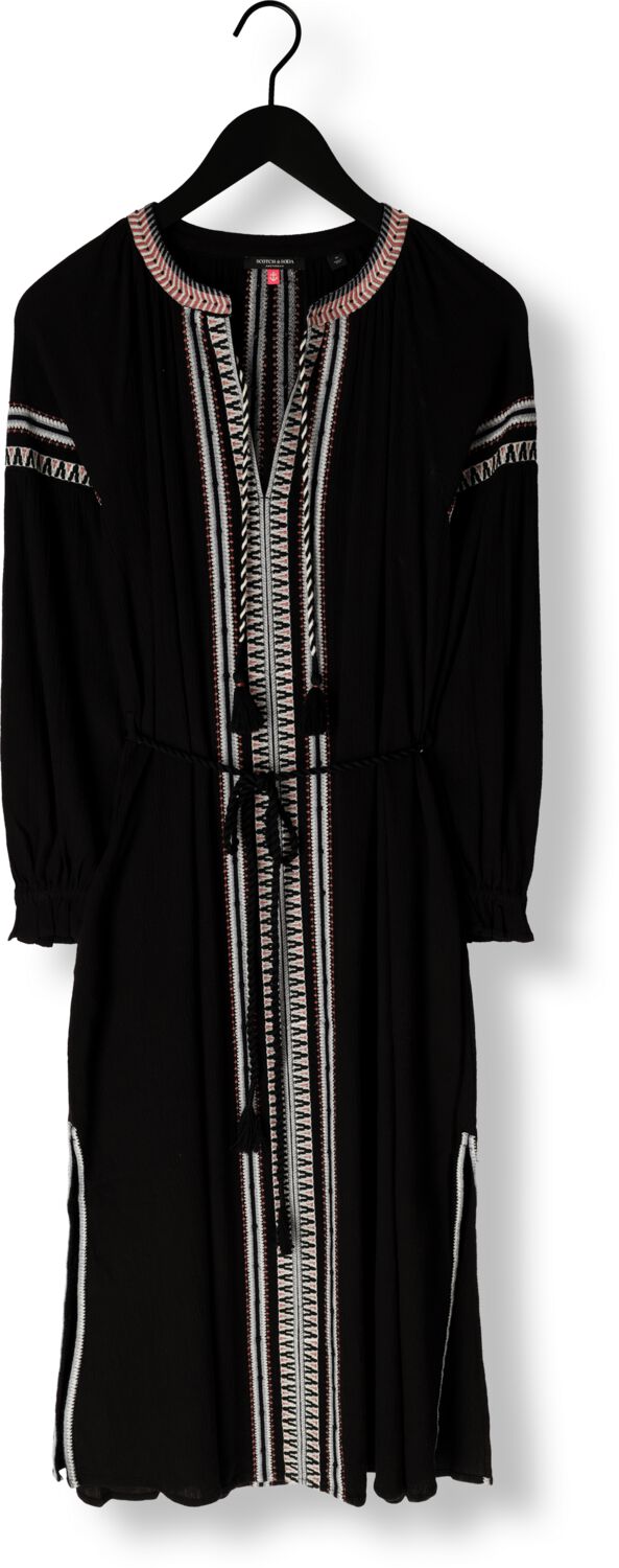 SCOTCH & SODA Dames Jurken Midi Dress With Embroidery Details Zwart