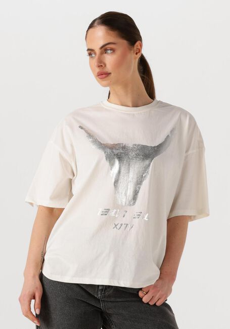 Witte ALIX THE LABEL T-shirt LADIES KNITTED SILVER BULL T-SHIRT - large