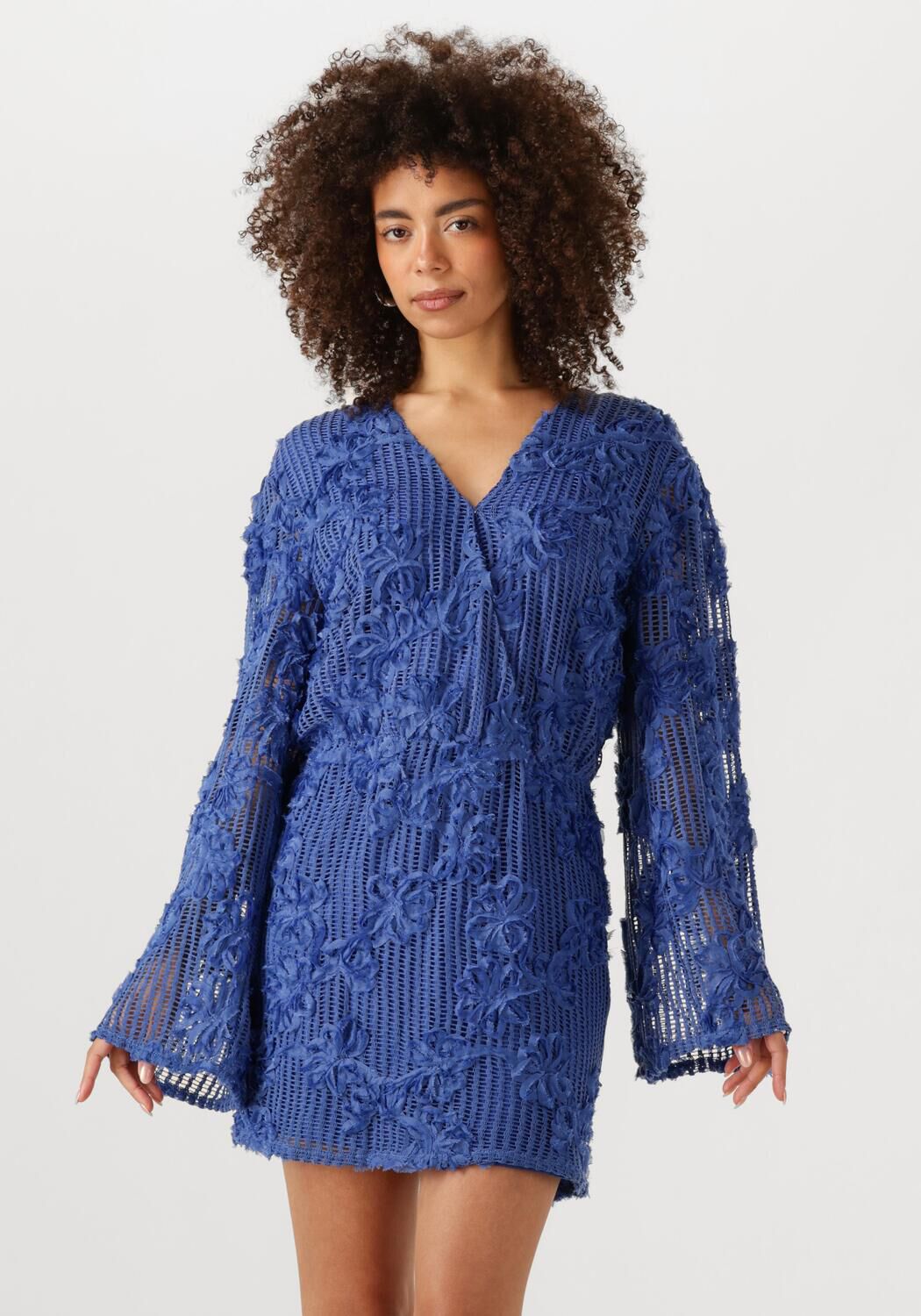 ALIX THE LABEL Dames Jurken Knitted Tape Lace Dress Blauw