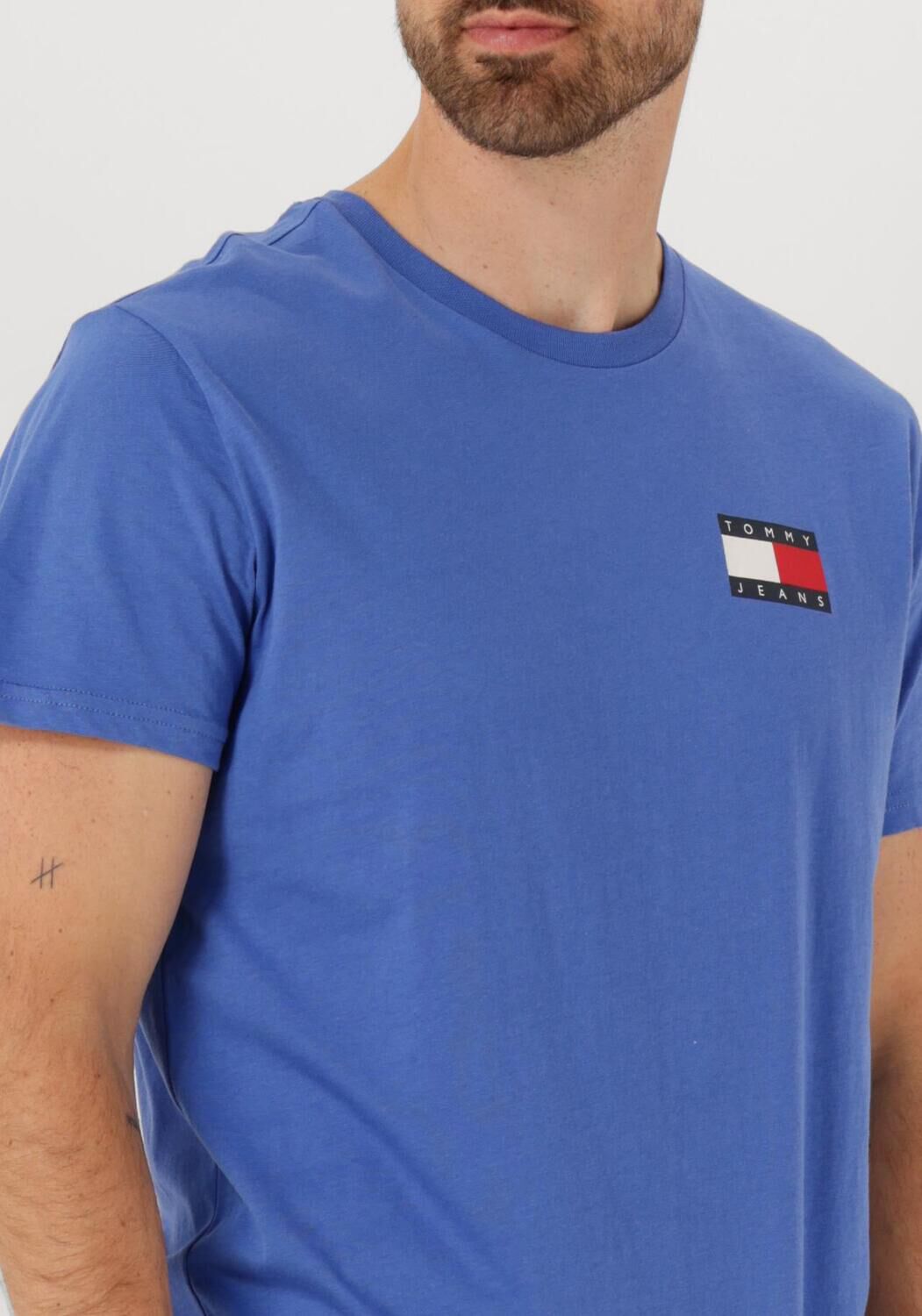 TOMMY JEANS Heren Polo's & T-shirts Tjm Slim Essential Flag Tee Ext Blauw