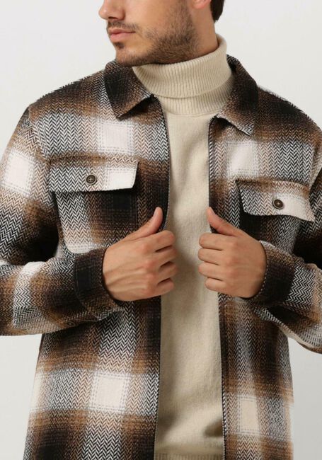 Bruine ANERKJENDT Overshirt AKOSCAR CHECK OVERSHIRT - large