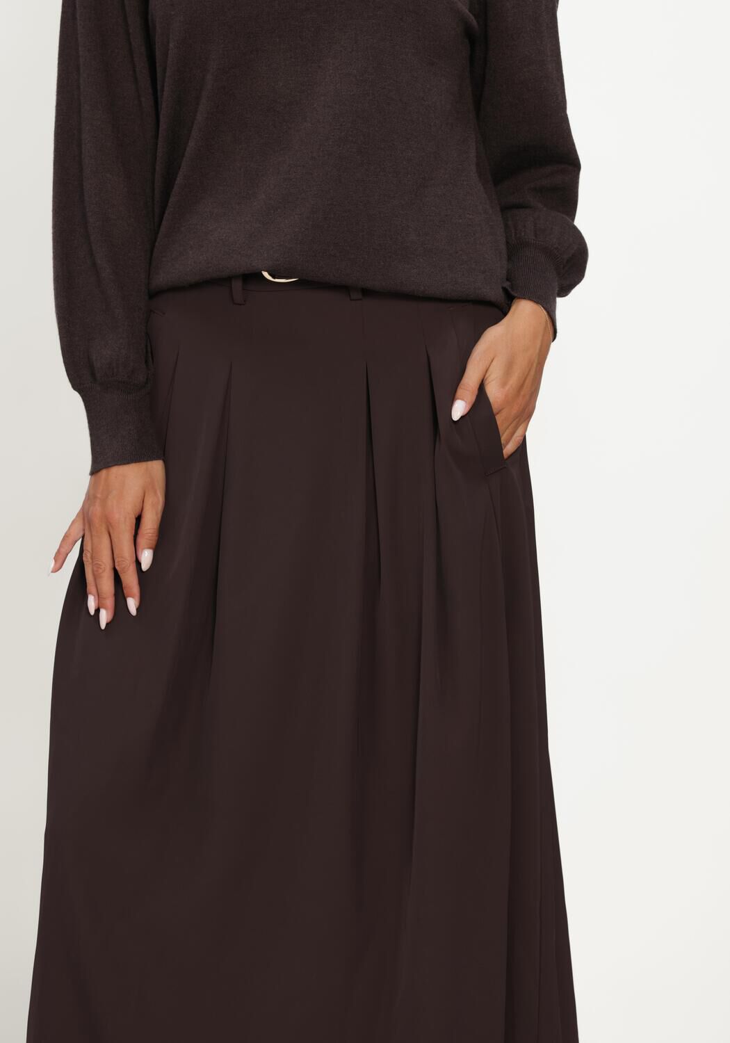Bruine CO'COUTURE Maxirok ALINICC ANYA PLEAT SKIRT - large