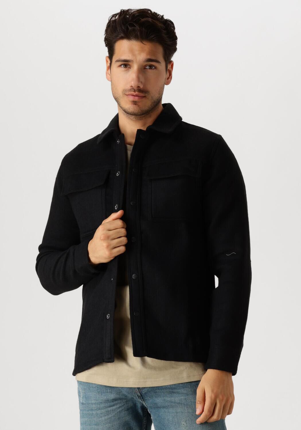 Pure Path Heren Overshirt Regular Fit Stijlvol Shirt Black Heren