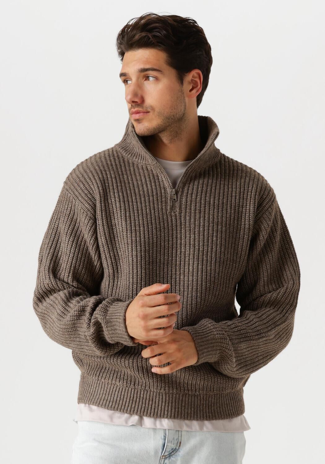 American vintage Crashway Gebreide Trui met Turtleneck Brown Heren