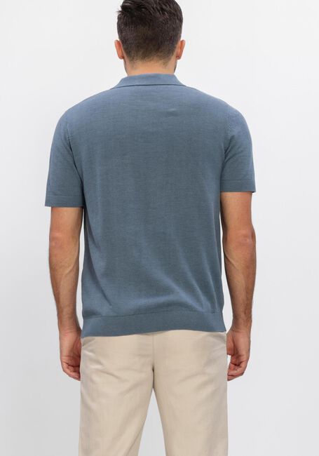 Blauwe SELECTED MEN Polo SLHMATTIS SS KNIT SUN OPEN POLO - large