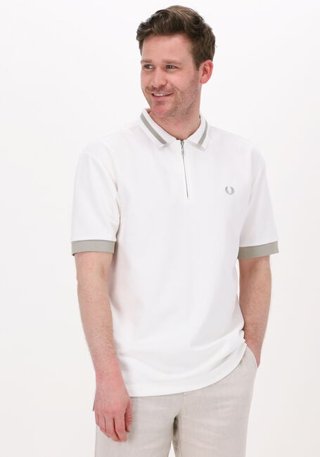 Gebroken wit FRED PERRY Polo ZIP NECK POLO SHIRT - large