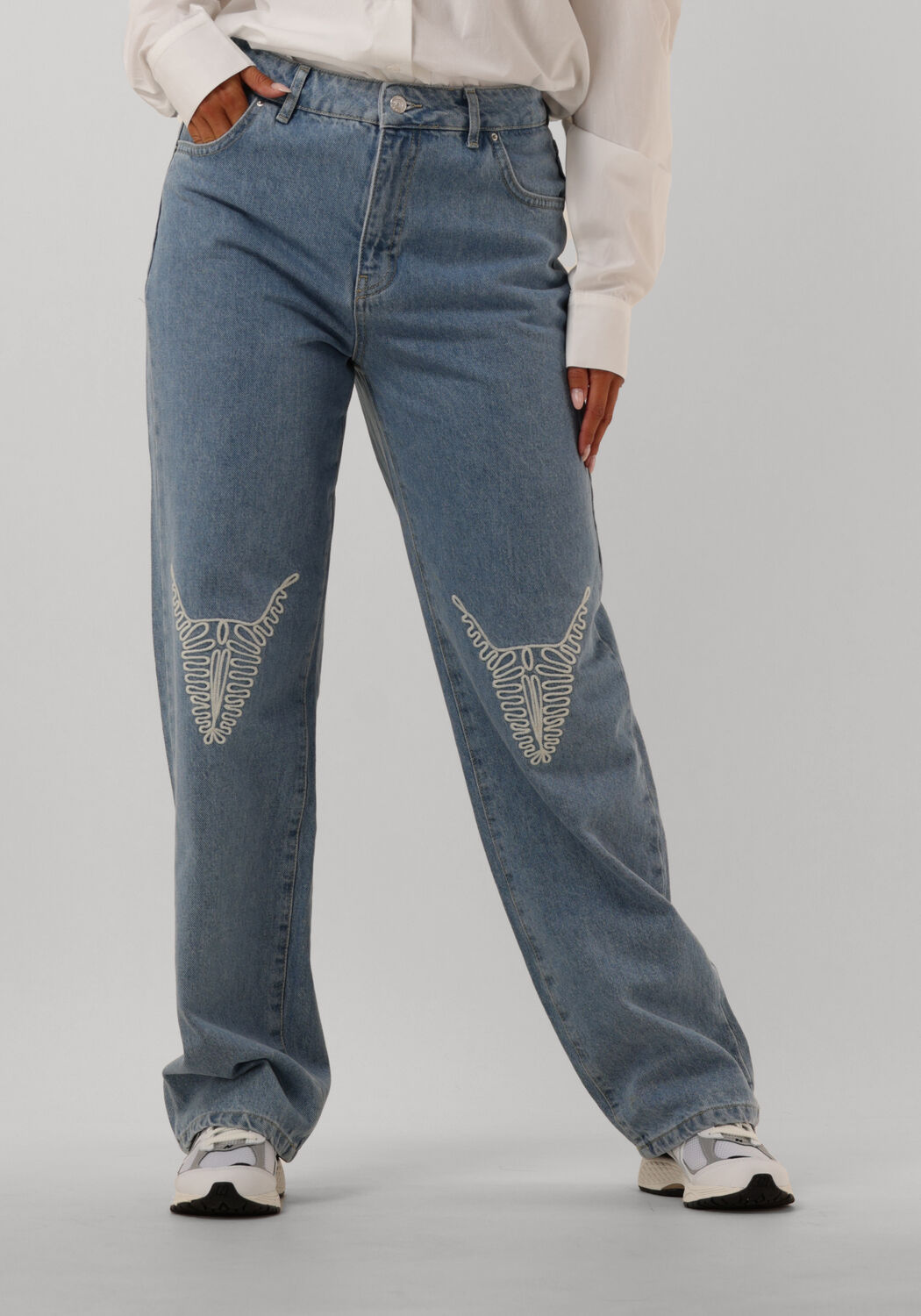 ALIX THE LABEL Dames Jeans Ladies Woven Denim Bull Pants Lichtblauw