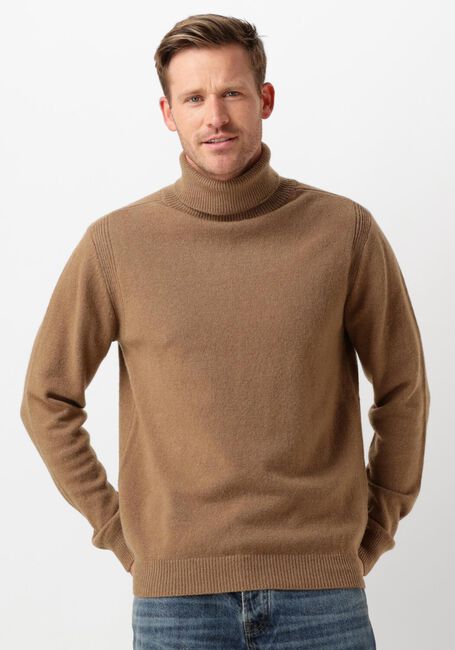 Bruine ANERKJENDT Coltrui AKNICO SOLID ROLL NECK LAMBSWOOL - large