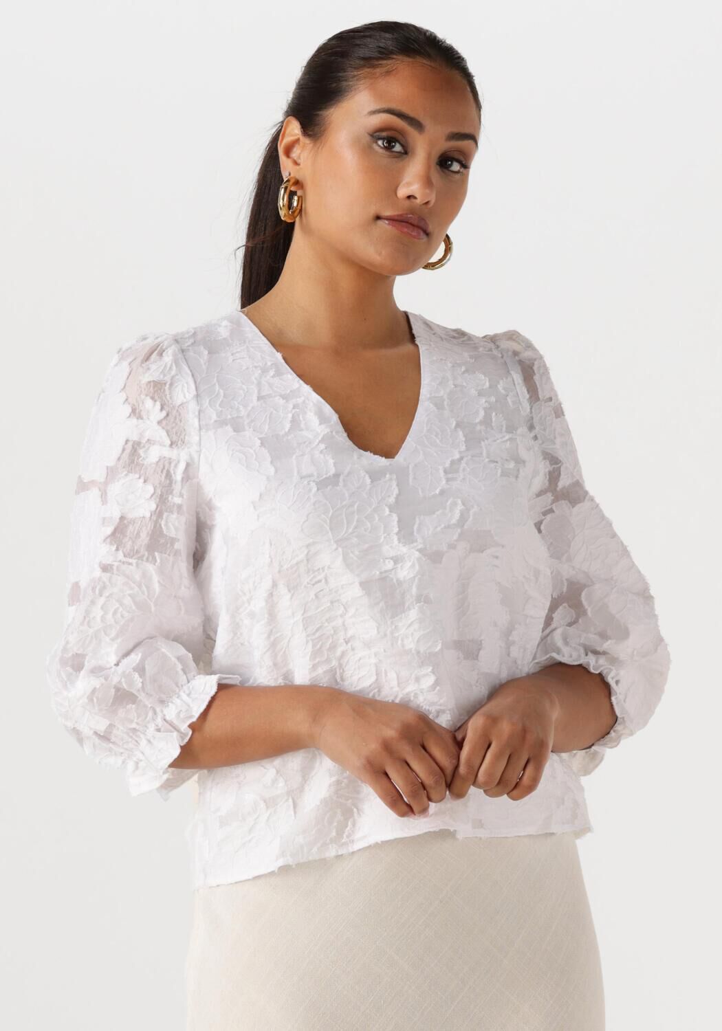 SELECTED FEMME Dames Blouses Slfcathi-sadie 3 4 Top Ff Wit