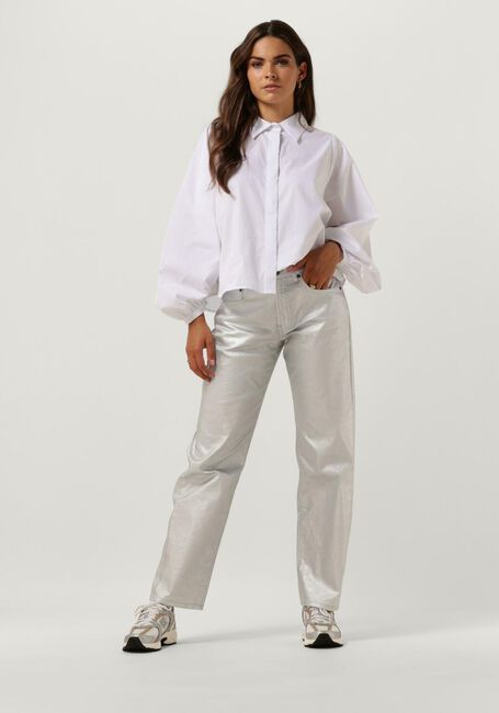 Zilveren CO'COUTURE Wijde broek SILVER STRAIGHT HIP JEANS - large