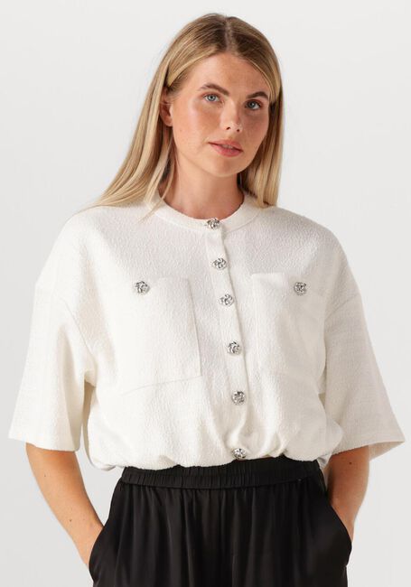 Creme ALIX THE LABEL Vest LADIES KNITTED BOUCLE CARDIGAN - large