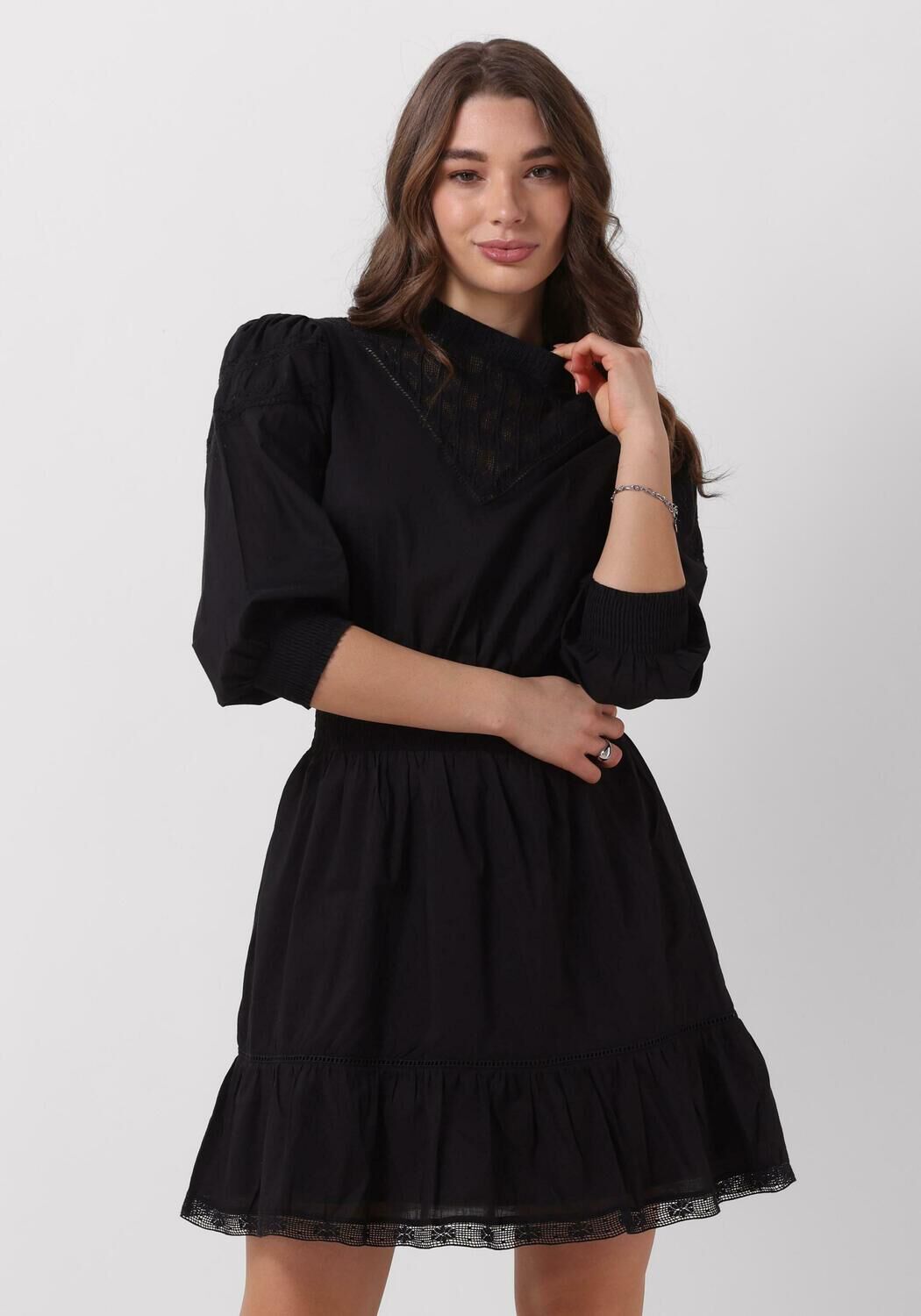 Minus Zwarte Katoenen Mini Jurk Catja Black Dames