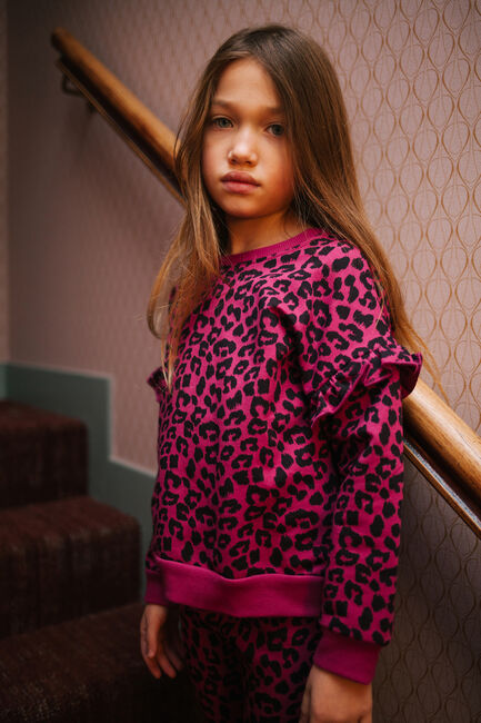 Roze DAILY BRAT Sweater LEOPARD RUFFLE SWEATER ORELA PURPLE - large